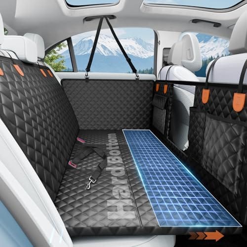 Hundedecke Auto R&uuml;ckbank, Harter Unterseit Hundedecke Auto Wasserdicht/rutschfest/Rasierfest/Einklappen, 2025 Verbesserte Hunde Autositz R&uuml;ckbank Tragkraft bis 180 kg, Geeignet f&uuml;r Autos und SUV